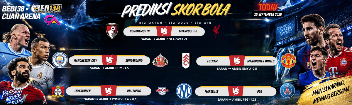 Prediksi skor sepak bola Cuan Arena